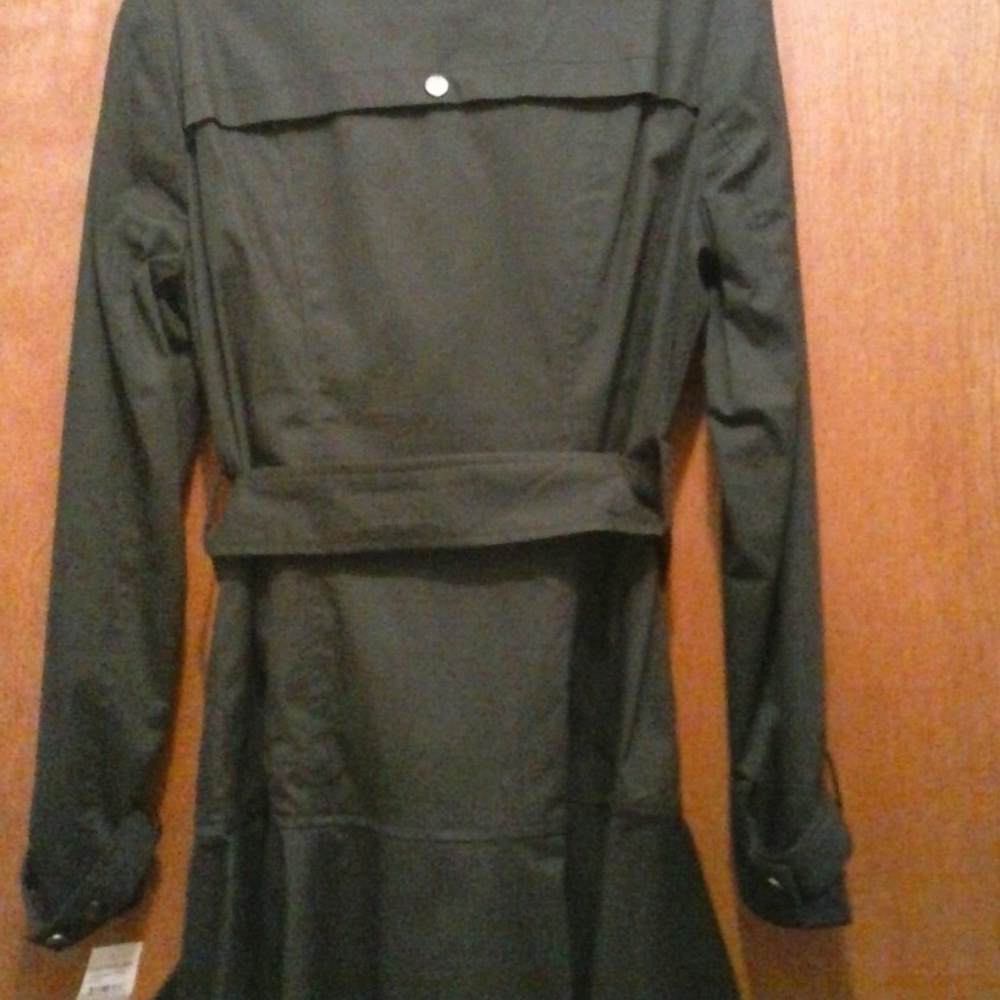 NWT Coat Black Belted Gunmetal Front-Zip Trench ' - Picture 4 of 7